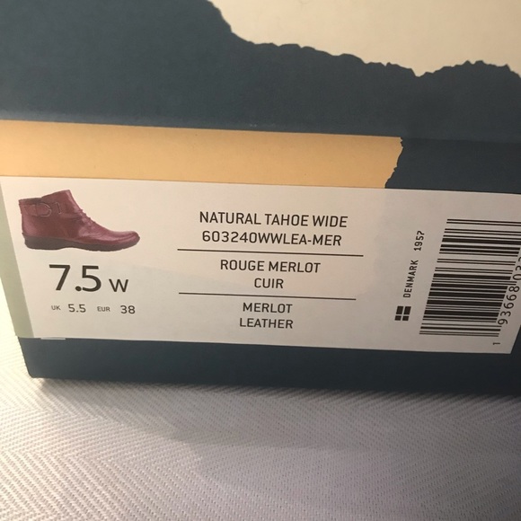 NIB Earth Natural Tahoe Merlot Leather Side Zip Ankle Booties 7 1/2 Wide - Picture 10 of 12